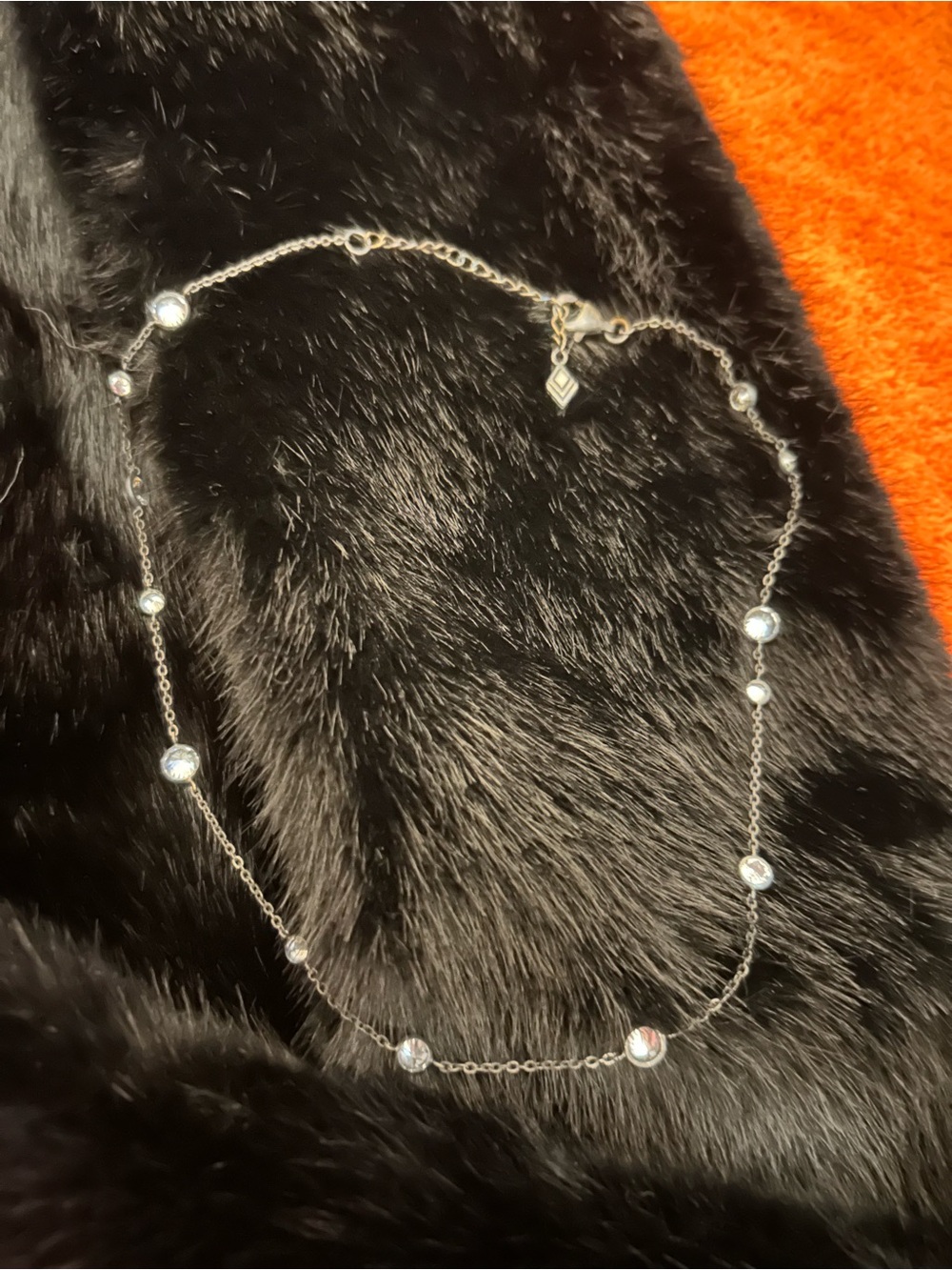 Delicate Silver Chain Necklace with Clear Stone Accents Silpada